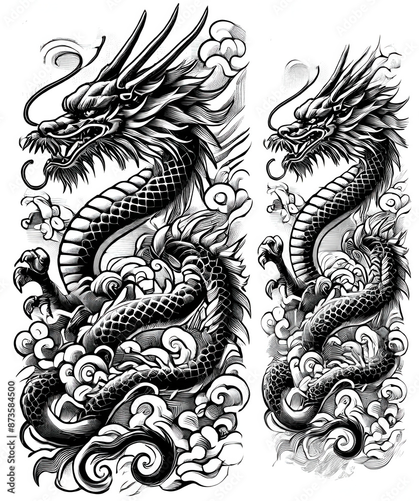 TRIBAL TATOO トライバル タトゥ 刺青 和柄 龍 Dragon TRIBAL TATOO トライバル タトゥ 刺青 和柄 龍 Dragon