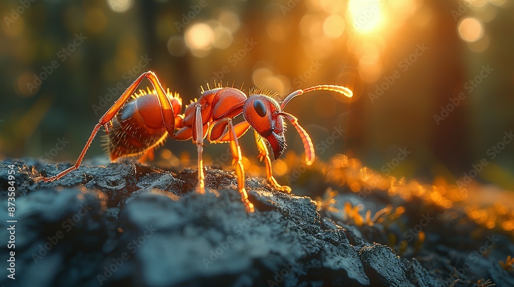 Sunset Safari: Ant Explores the Wilderness on a Log Sunset Safari: Ant Explores the Wilderness on a Log