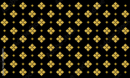 Luxurious golden ethnic Thai pattern, abstract black background.