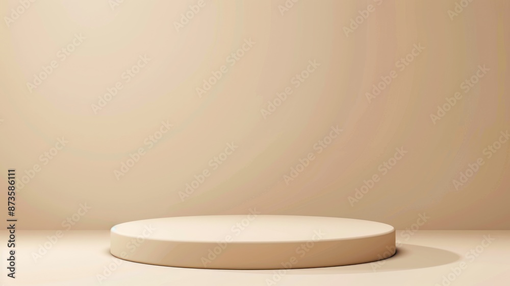 3D beige podium with a shadow sits on a beige background 3D beige podium with a shadow sits on a beige background