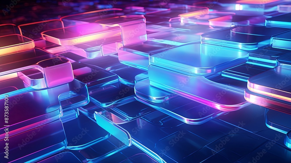 Fototapeta premium abstract innovation background with technology neon colors , High quality photo
