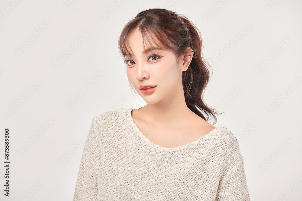 Beautiful young asian woman with clean fresh skin on white background, Face care, Facial treatment, Cosmetology, beauty and spa, Asian women portrait. Beautiful young asian woman with clean fresh skin on white background, Face care, Facial treatment, Cosmetology, beauty and spa, Asian women portrait.