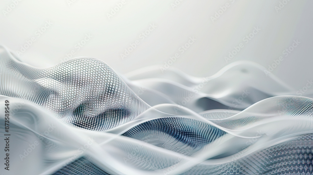 Hyper-realistic depiction of an abstract grey background poster with dynamic waves intricate design modern and sleek aesthetic emphasis on technology and network connectivity Hyper-realistic depiction of an abstract grey background poster with dynamic waves intricate design modern and sleek aesthetic emphasis on technology and network connectivity