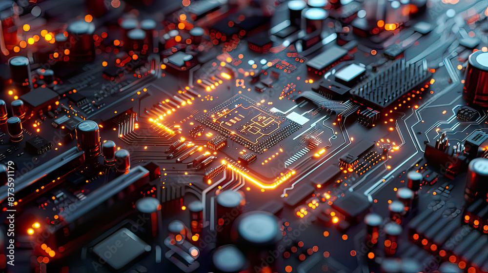 Photorealistic depiction of an abstract processor showcasing detailed components and digital pathways emphasizing the power and efficiency of computational systems Photorealistic depiction of an abstract processor showcasing detailed components and digital pathways emphasizing the power and efficiency of computational systems
