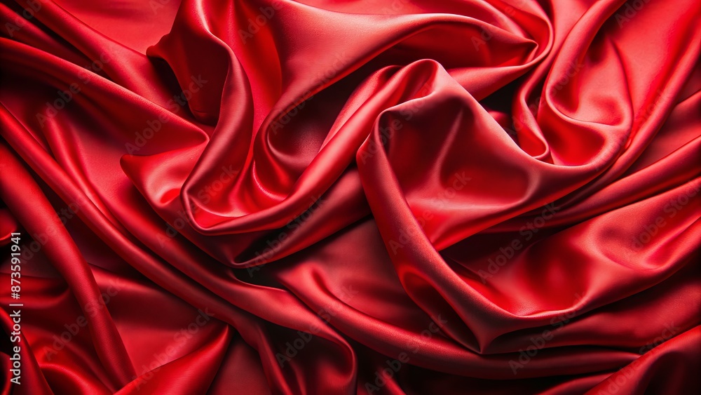 Obraz premium Luxurious red silk fabric draped elegantly, showcasing subtle wrinkles, soft folds, and vibrant color, creating a sophisticated, sumptuous background setting.
