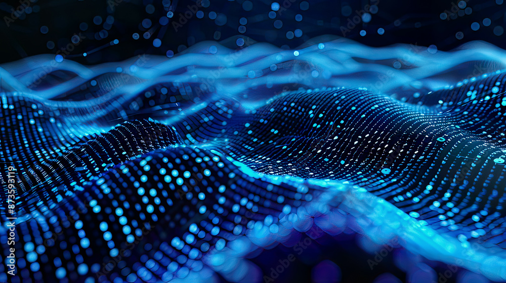Ultra-detailed 3D rendering of a digital binary code network bright blue binary digits flowingemphasis on connectivity and complexity of modern digital technology 