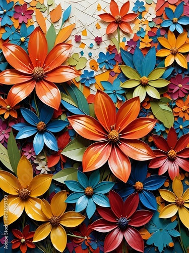 Colorful paper flower arrangement.