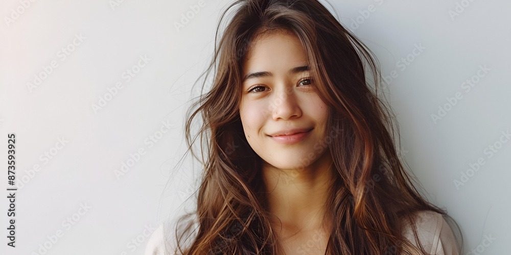 Natural Beauty Portrait of Young Woman | Smiling Woman with Long Hair Natural Beauty Portrait of Young Woman | Smiling Woman with Long Hair