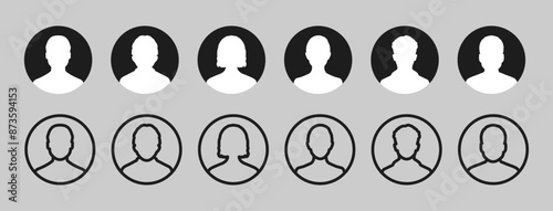 User avatar vector icon flat designs set. Man and woman vector profile signs set