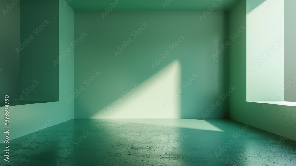 Minimalist Green Room with Sunbeams Minimalist Green Room with Sunbeams