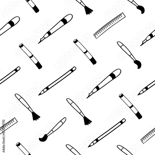 Artist tools seamless pattern in doodle style © ilhamsyah