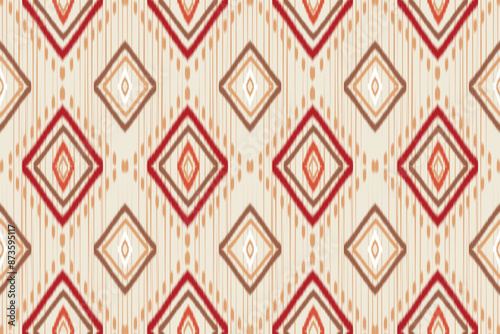 Geometric ikat pattern, intricate tribal design. Ideal for use in textiles, backgrounds and decorations, ideal for adding vibrancy and ethnicity to your designs.
