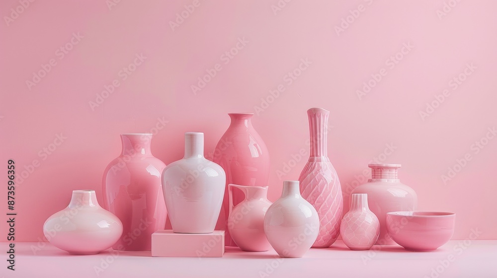 Collection of Pink Ceramic Vases Collection of Pink Ceramic Vases