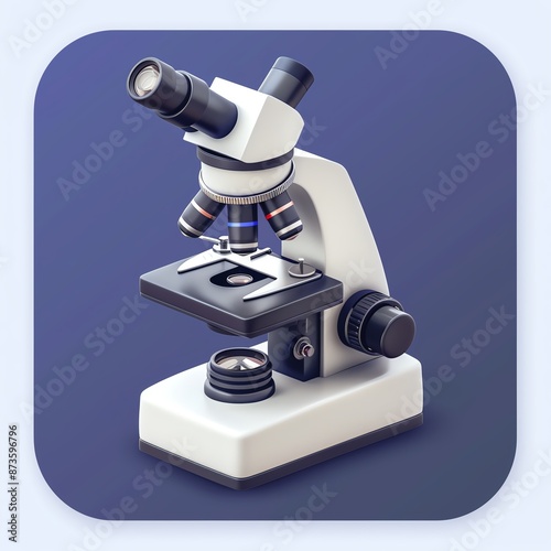 Microscope icon, detailed parts, scientific accuracy, vector style