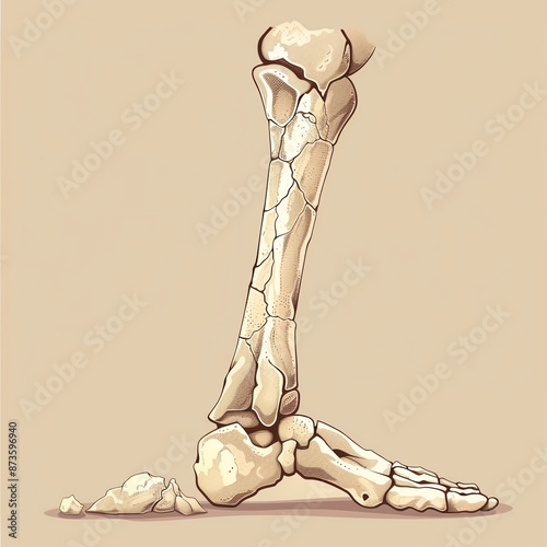 Bone fracture icon, broken bone with detailed cracks, vector style photo