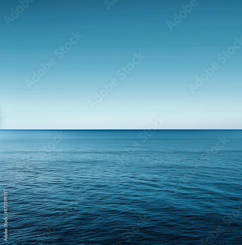 Serene Ocean Horizon, Tranquil Seascape with Blue Gradient Sky 