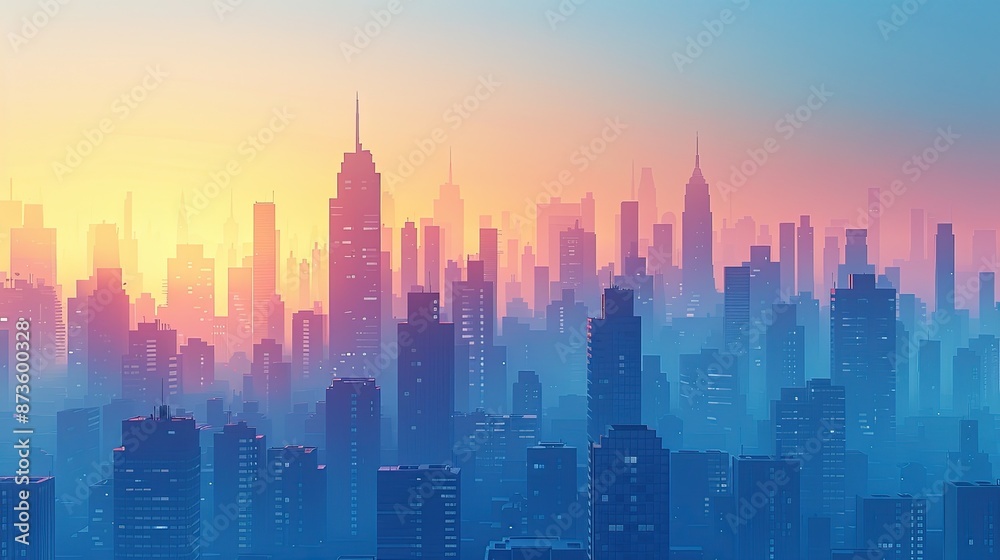 Nighttime Cityscape with Illuminated Buildings and Skyline Nighttime Cityscape with Illuminated Buildings and Skyline