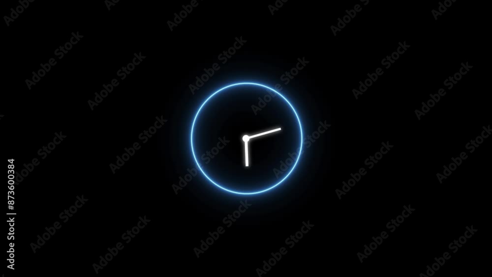 Glowing neon light counting down 24 hour timer clock icon day fast speed animation on black background. Glowing neon light counting down 24 hour timer clock icon day fast speed animation on black background.