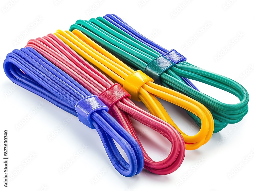 Pull-up assist bands, various resistance levels, colorful, isolated on white background Pull-up assist bands, various resistance levels, colorful, isolated on white background