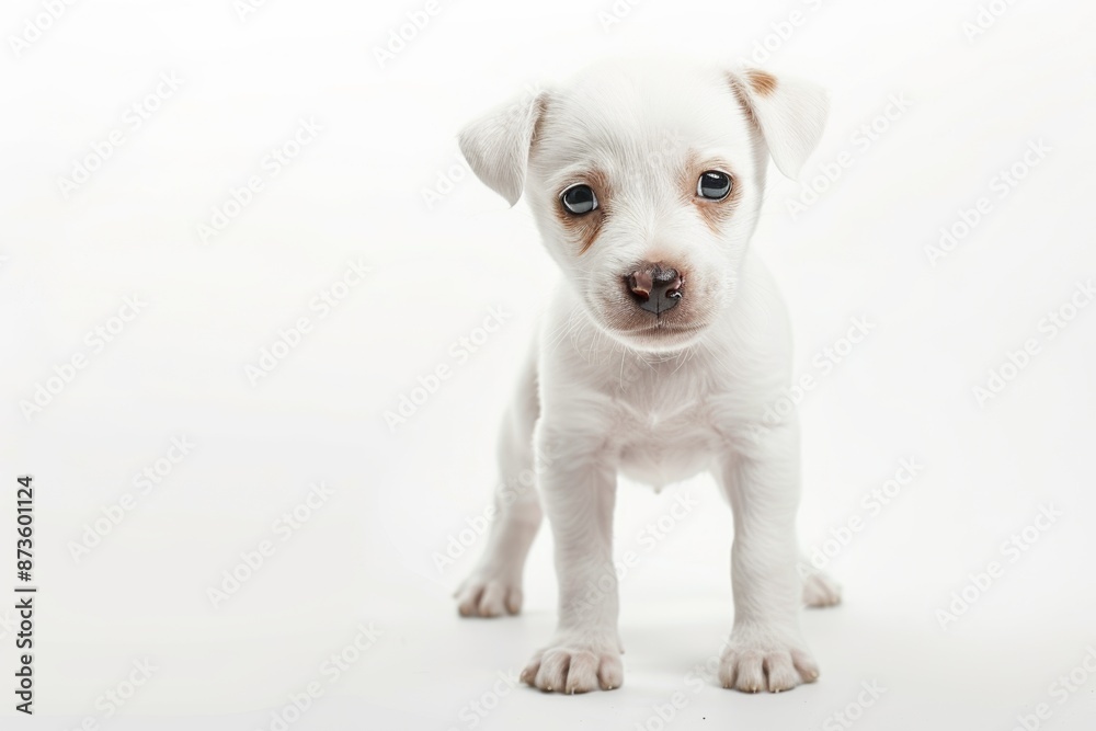 Small white puppy looking at camera Small white puppy looking at camera