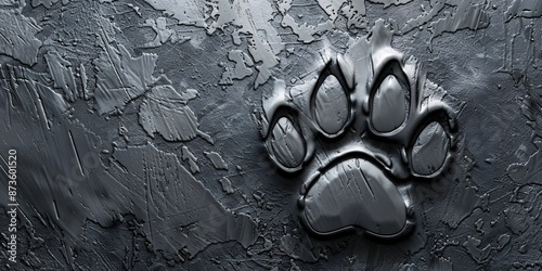 Metallic Paw Print on Textured Surface