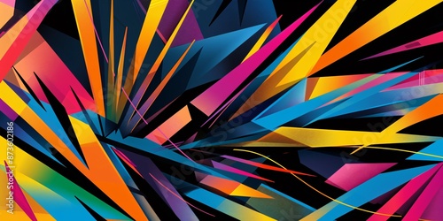 Wallpaper Mural Abstract Colorful Geometric Shapes on Black Background Torontodigital.ca