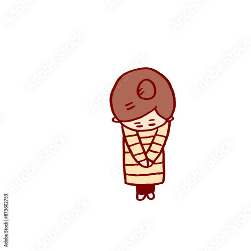 お団子頭のかわいい女子の色々なポーズや仕草