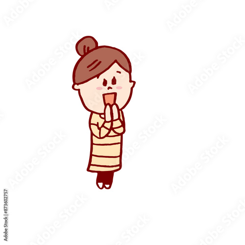 お団子頭のかわいい女子の色々なポーズや仕草