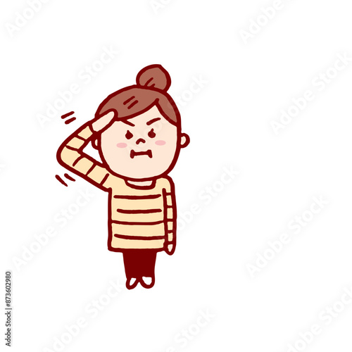 お団子頭のかわいい女子の色々なポーズや仕草