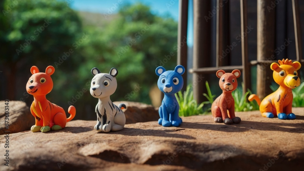 Imaginative clay animation featuring a magical zoo adventure with cute animal friends Imaginative clay animation featuring a magical zoo adventure with cute animal friends