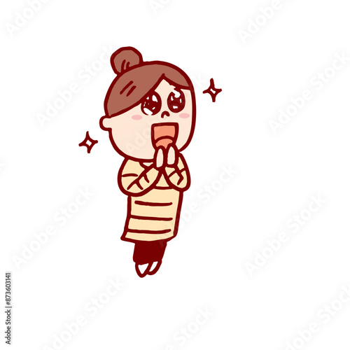 お団子頭のかわいい女子の色々なポーズや仕草