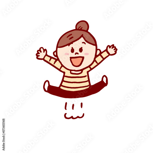 お団子頭のかわいい女子の色々なポーズや仕草