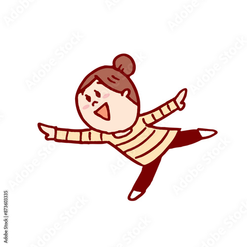 お団子頭のかわいい女子の色々なポーズや仕草