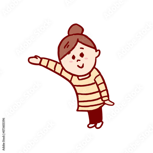 お団子頭のかわいい女子の色々なポーズや仕草