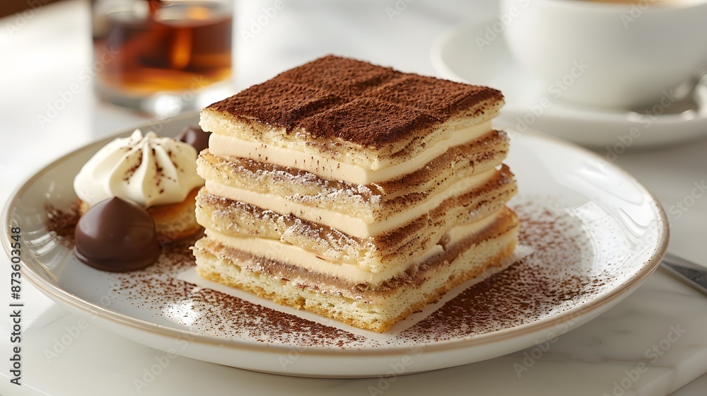 Delicious Tiramisu Dessert with Cocoa Powder Delicious Tiramisu Dessert with Cocoa Powder