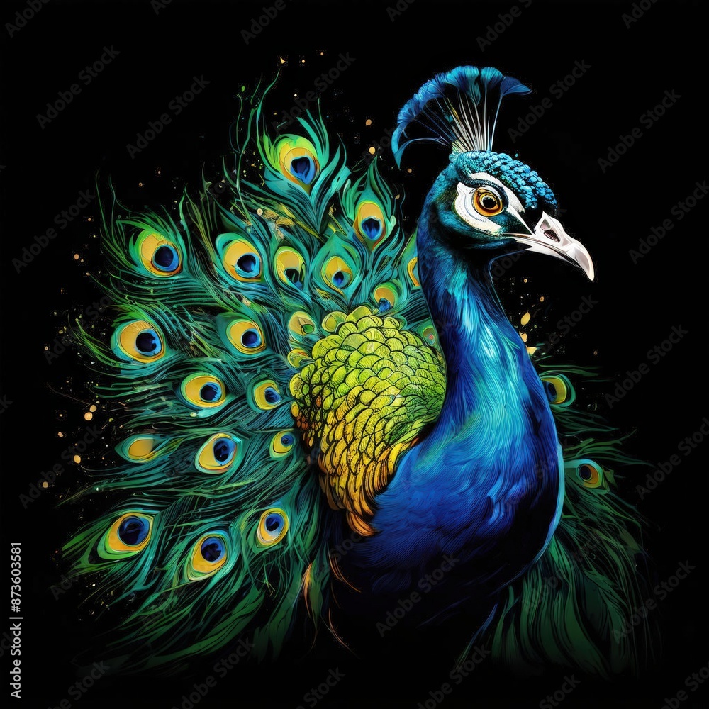 Obraz premium an ai generated image, peacock with feathers