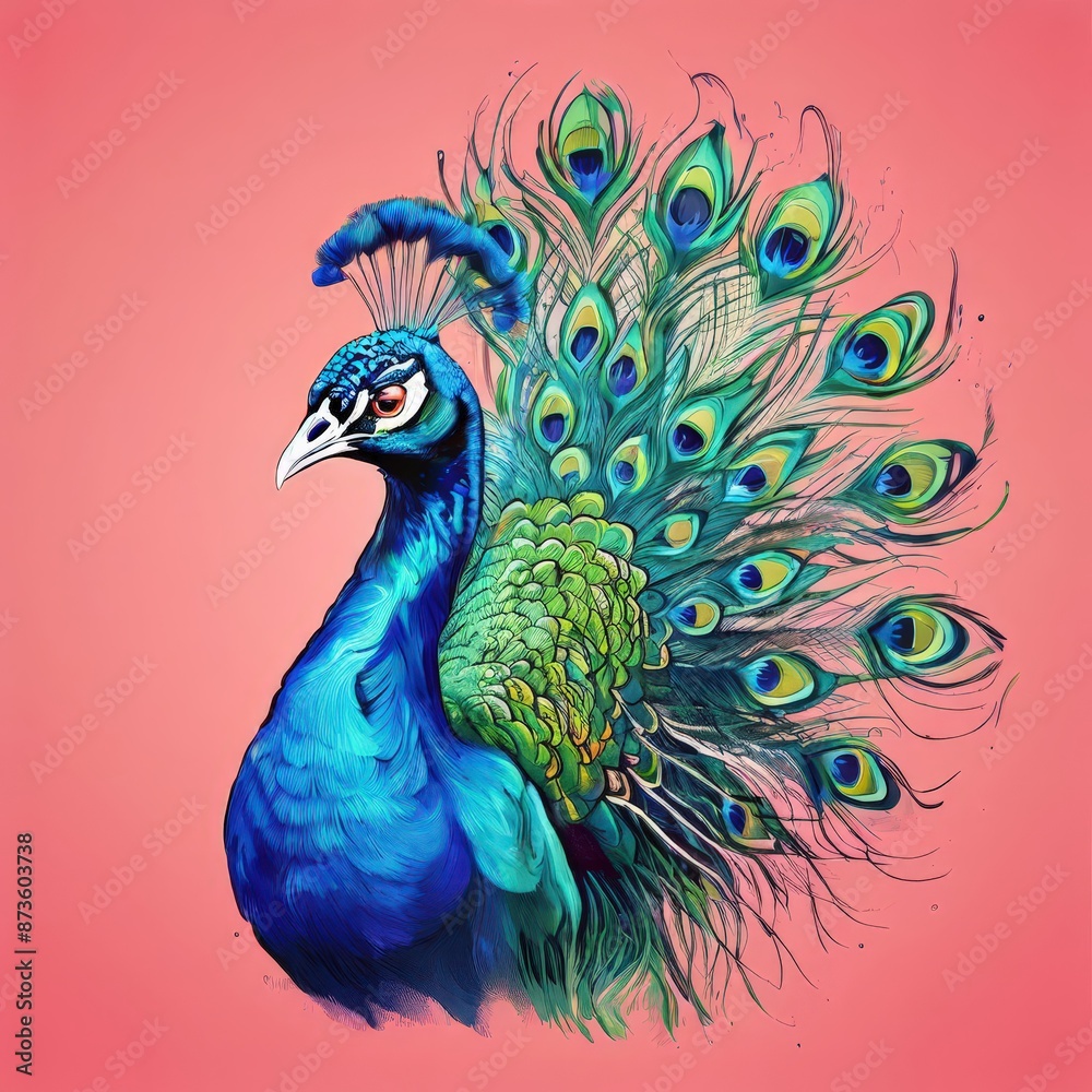 Fototapeta premium an ai generated image, peacock with feathers