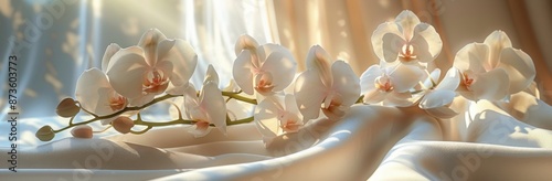 White Orchid Blooms in Soft Morning Light