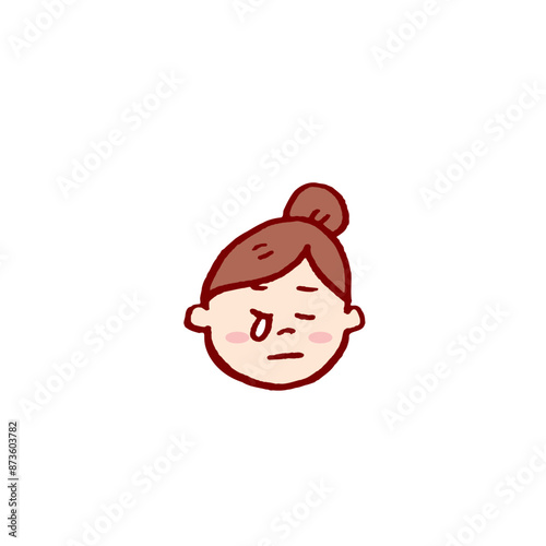 お団子頭のかわいい女子の色々な表情