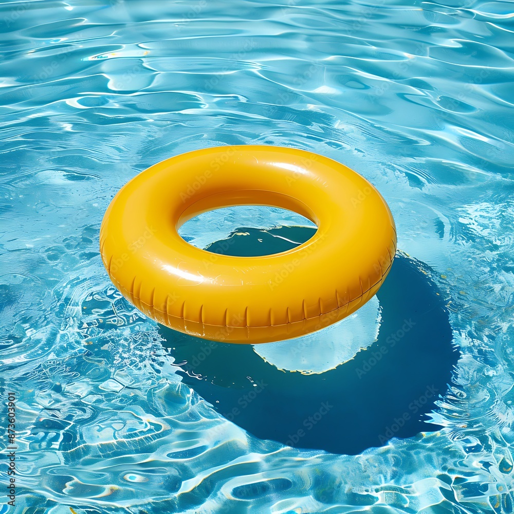 Yellow Inflatable Ring in a Pool Yellow Inflatable Ring in a Pool