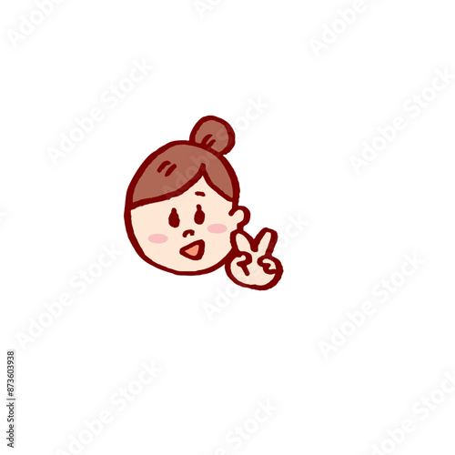 お団子頭のかわいい女子の色々な表情