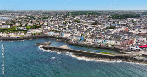 Aerial view of Residential homes and town houses in Bangor Town on the Co Down Coastline Northern Ireland