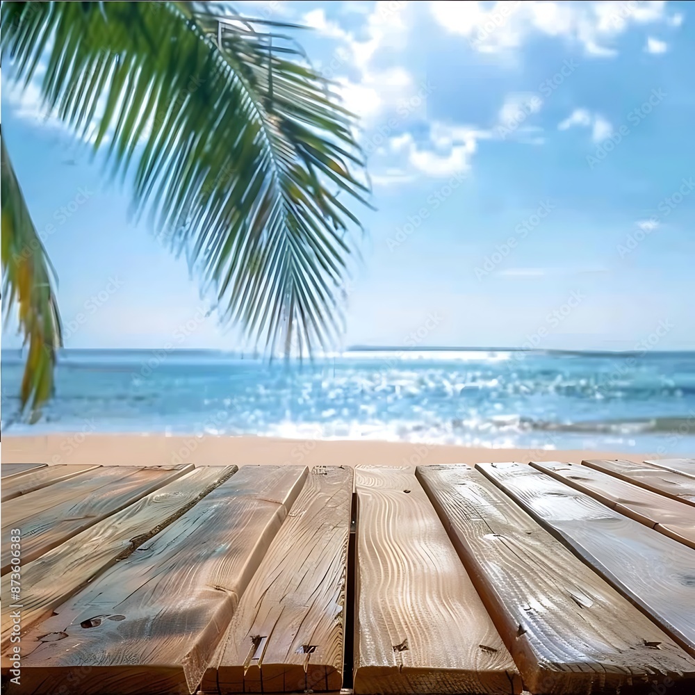 Fototapeta premium Tropical Beach with Wooden Plank