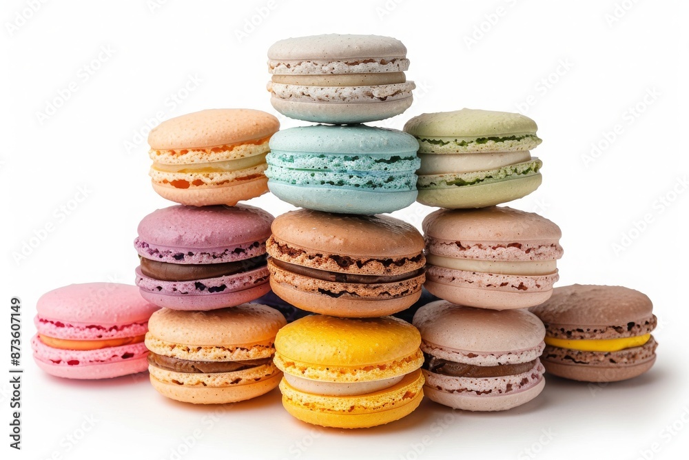 A stack of colorful macarons A stack of colorful macarons