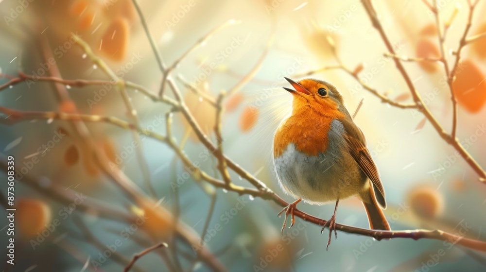 Robin Singing in the Rain. Robin Singing in the Rain.