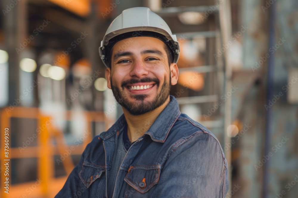 Latino handsome man smiling, engineer Latino handsome man smiling, engineer