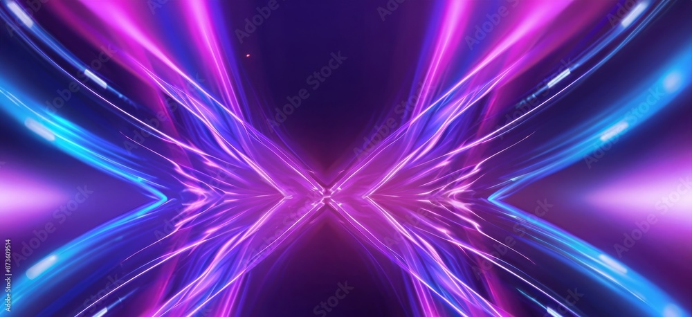 abstract symmetrical futuristic background with purple blue glowing neon moving,generated with AI. High quality photo abstract symmetrical futuristic background with purple blue glowing neon moving,generated with AI. High quality photo