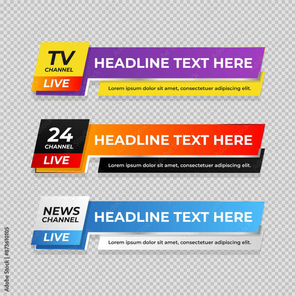 Obraz premium Collection of lower third for video editing, tv banner, broadcasting, football and media channel