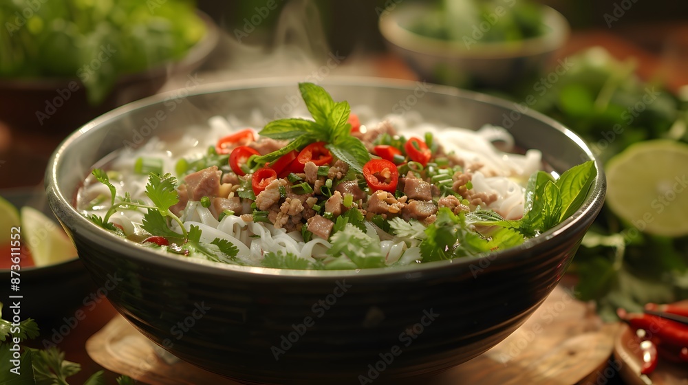 Vietnamese Noodle Soup with Pork and Herbs Vietnamese Noodle Soup with Pork and Herbs