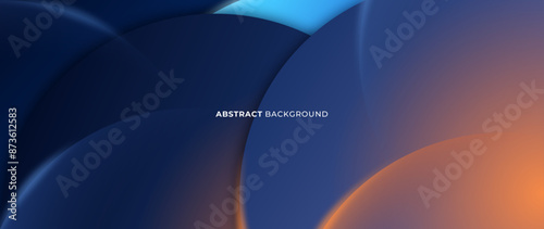 Abstract gradation 3d background semicircle pattern with blue and orange color gradation.	